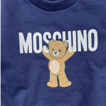 MOSCHINO felpa girocollo tinta unita con stampa Blu per Neonato MNF060 BLU MOSCHINO 