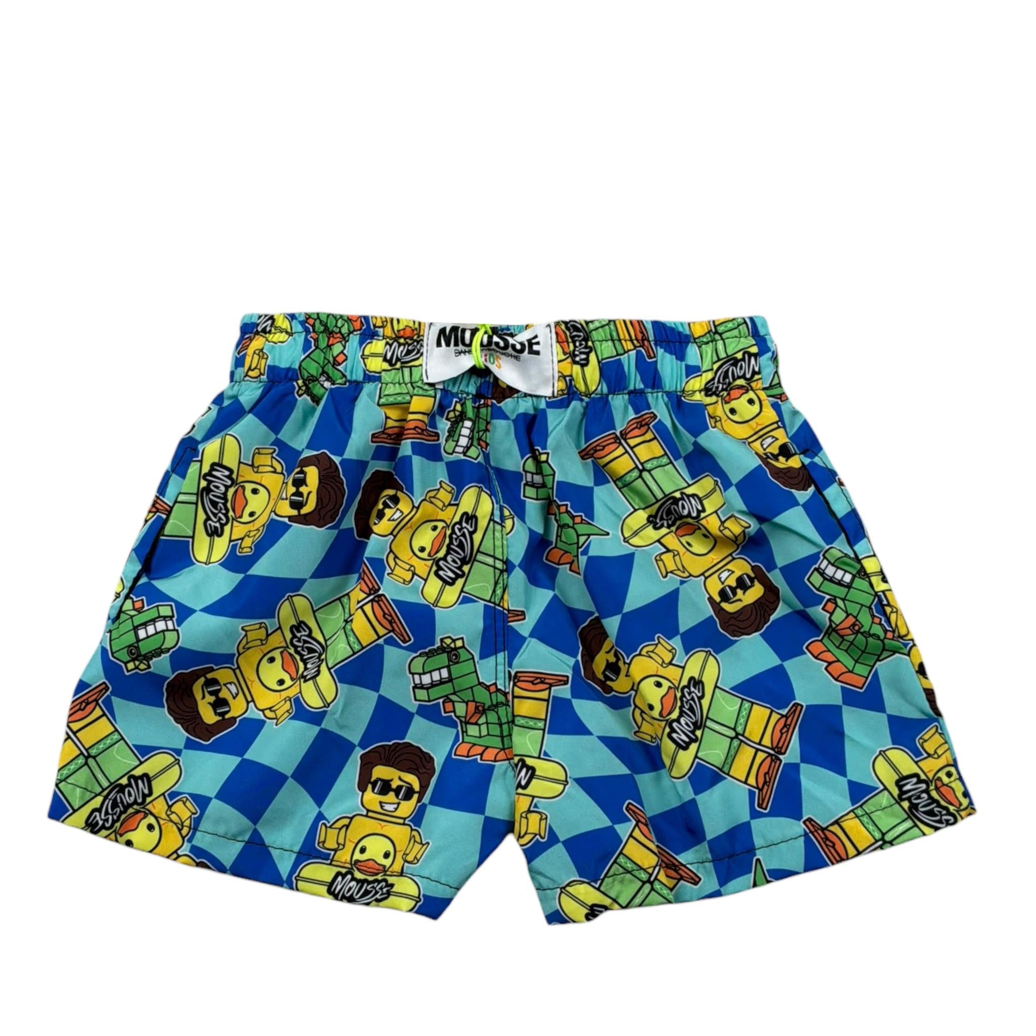 Mousse Costume Modello Bermuda Tinta Unita con Stampa per Neonato DINOBEACHN VERDE ACQUA MOUSSE 