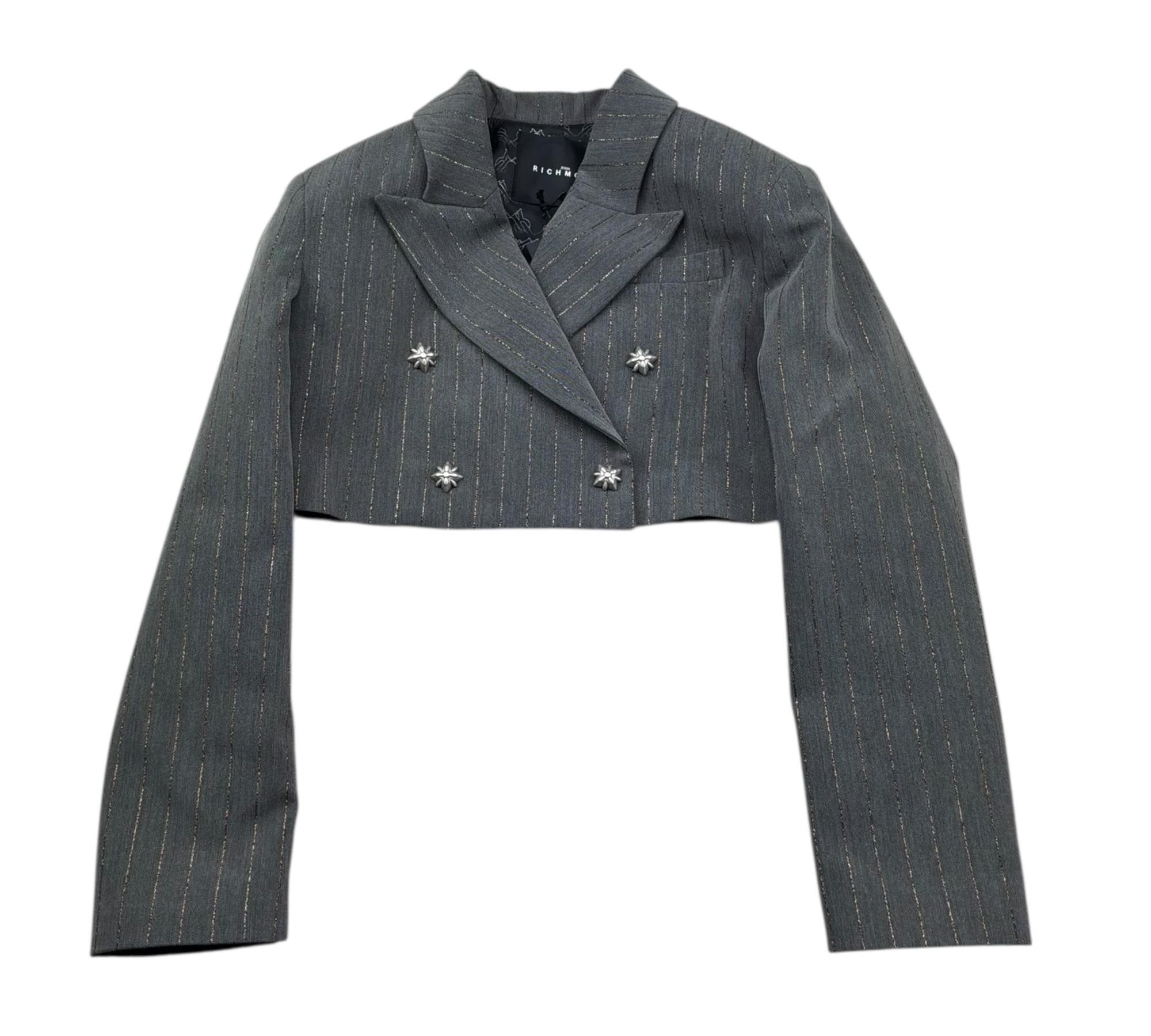 John Richmond Giacca Modello Crop Tinta Unita Doppiopetto per Bambina RGP26036GC GRIGIO JOHN RICHMOND 