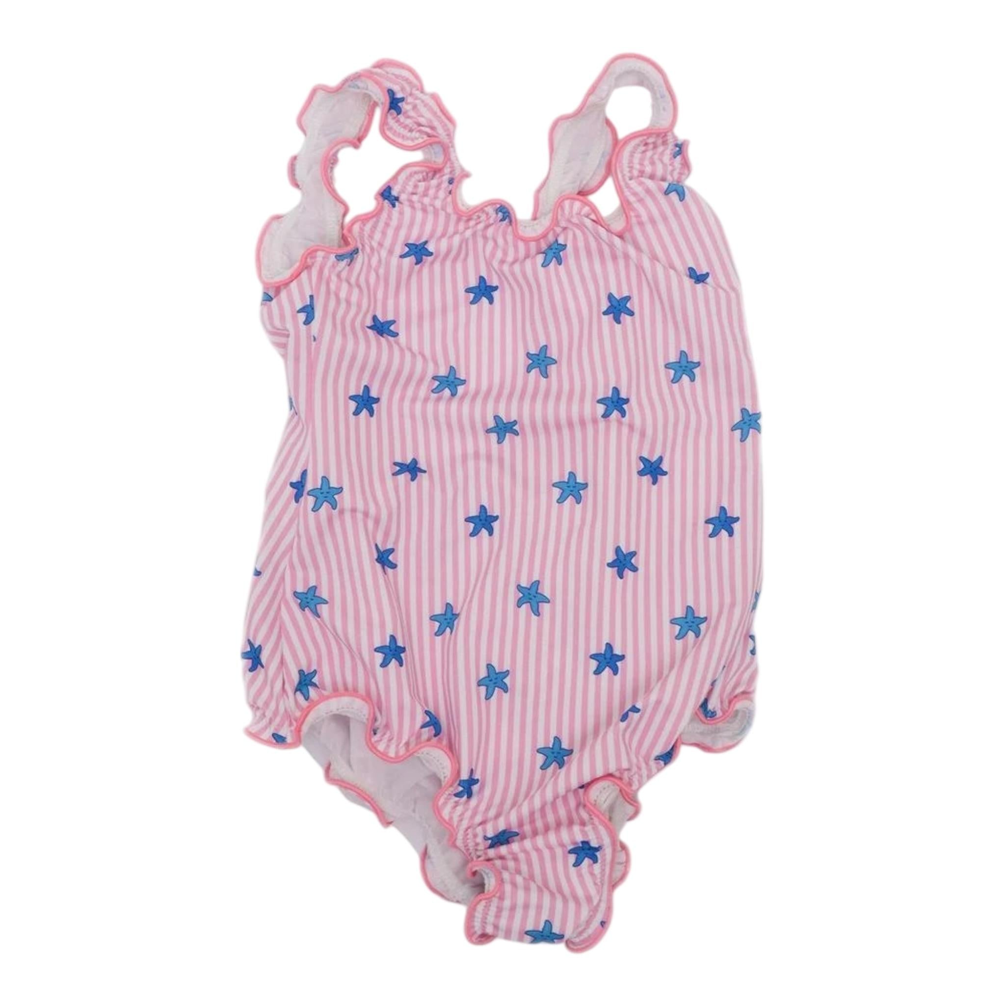 Saint Barth Costume Intero Bicolore con Fantasia A Righe per Bambina CLIO001X BIANCO/ROSA SAINT BARTH 