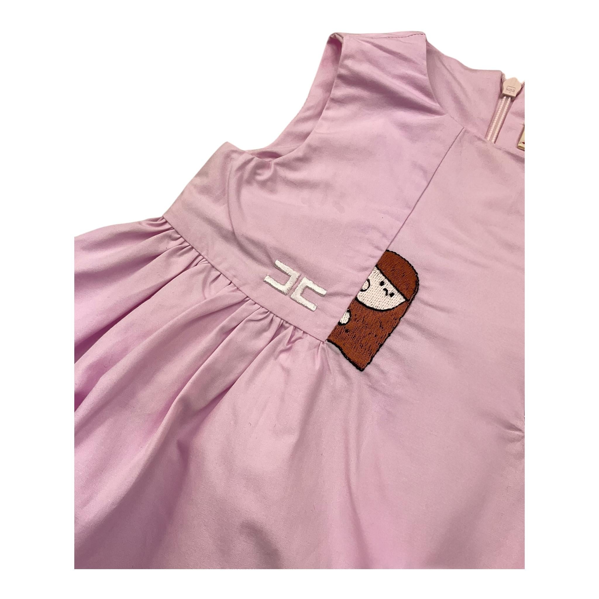 Elisabetta Franchi Abito Giromanica Tinta Unita con Ricami per Neonata EGAB206 ROSA ELISABETTA FRANCHI 