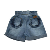 Mini Banda Short In Denim Tinta Unita per Neonata 3B735X BLU MINI BANDA 
