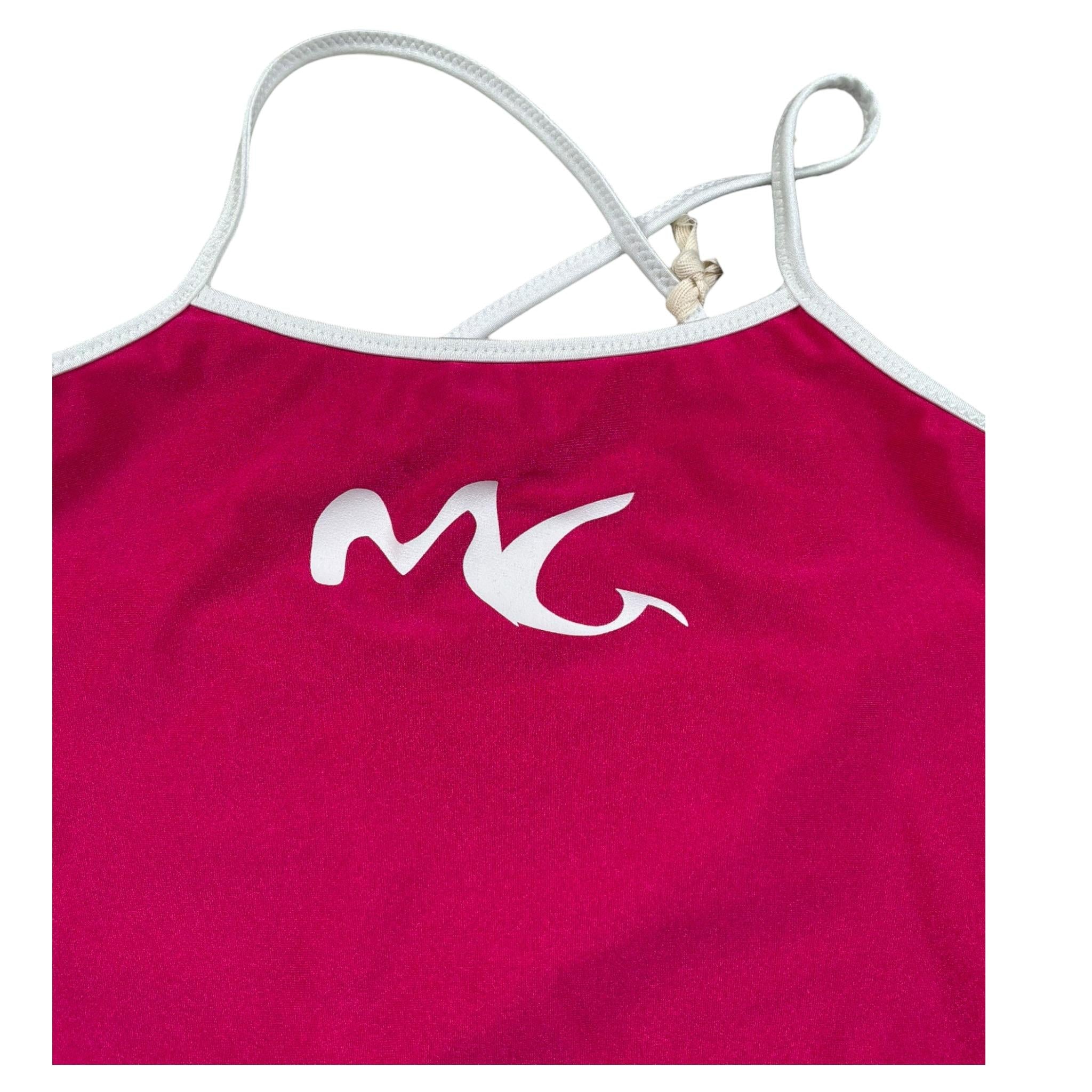 Manila Grace Costume Intero Tinta Unita con Logo per Bambina MG2666 FUXIA MANILA GRACE 
