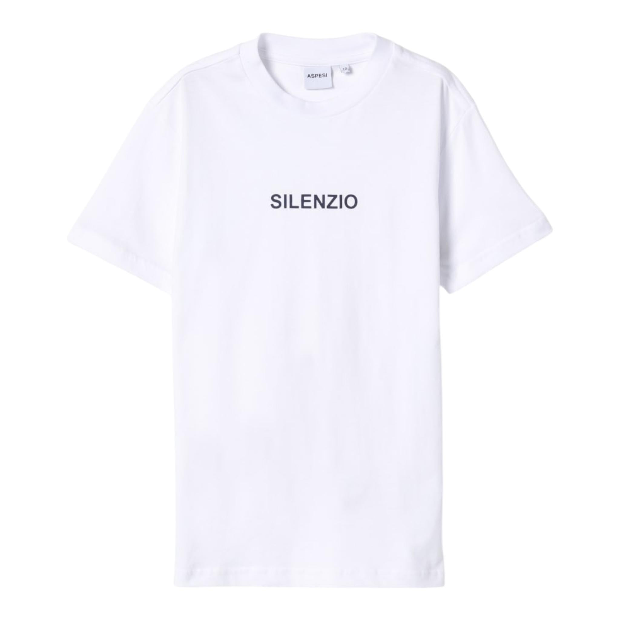 Aspesi T-Shirt Girocollo Tinta Unita con Stampa per Bambino S25022TSM0122X BIANCO ASPESI 