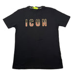 ICON t-shirt girocollo tinta unita con logo Nero per Bambino IBKS008 NERO ICON 