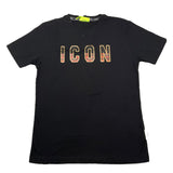 ICON t-shirt girocollo tinta unita con logo Nero per Bambino IBKS008 NERO ICON 
