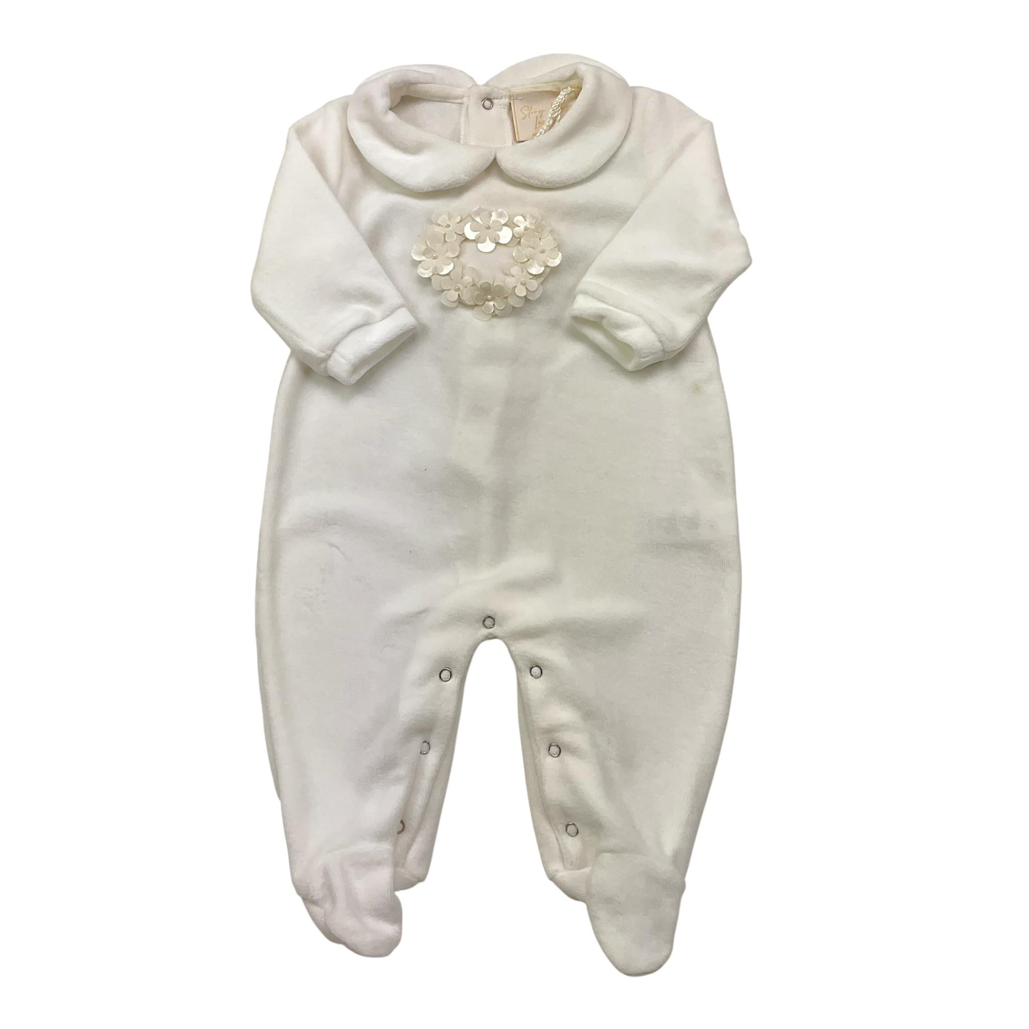 STORY LORIS tutina in ciniglia tinta unita con applicazioni Bianco per Neonata 56423 BIANCO STORY LORIS 