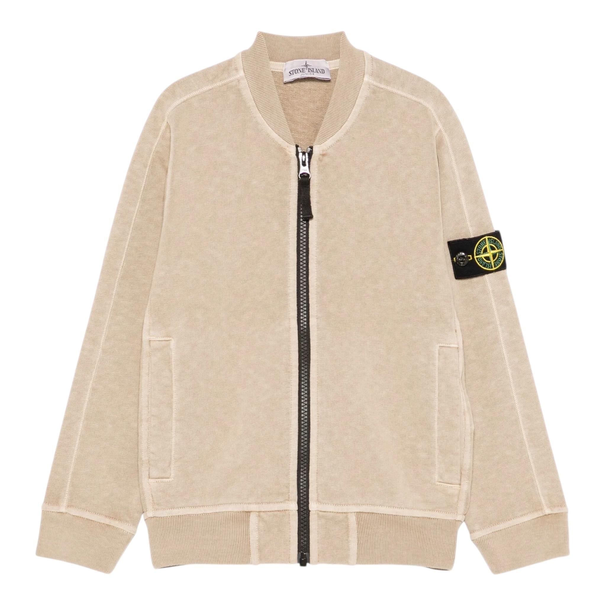 Stone Island Felpa con Zip Tinta Unita per Bambino J1S166100004 BEIGE STONE ISLAND 