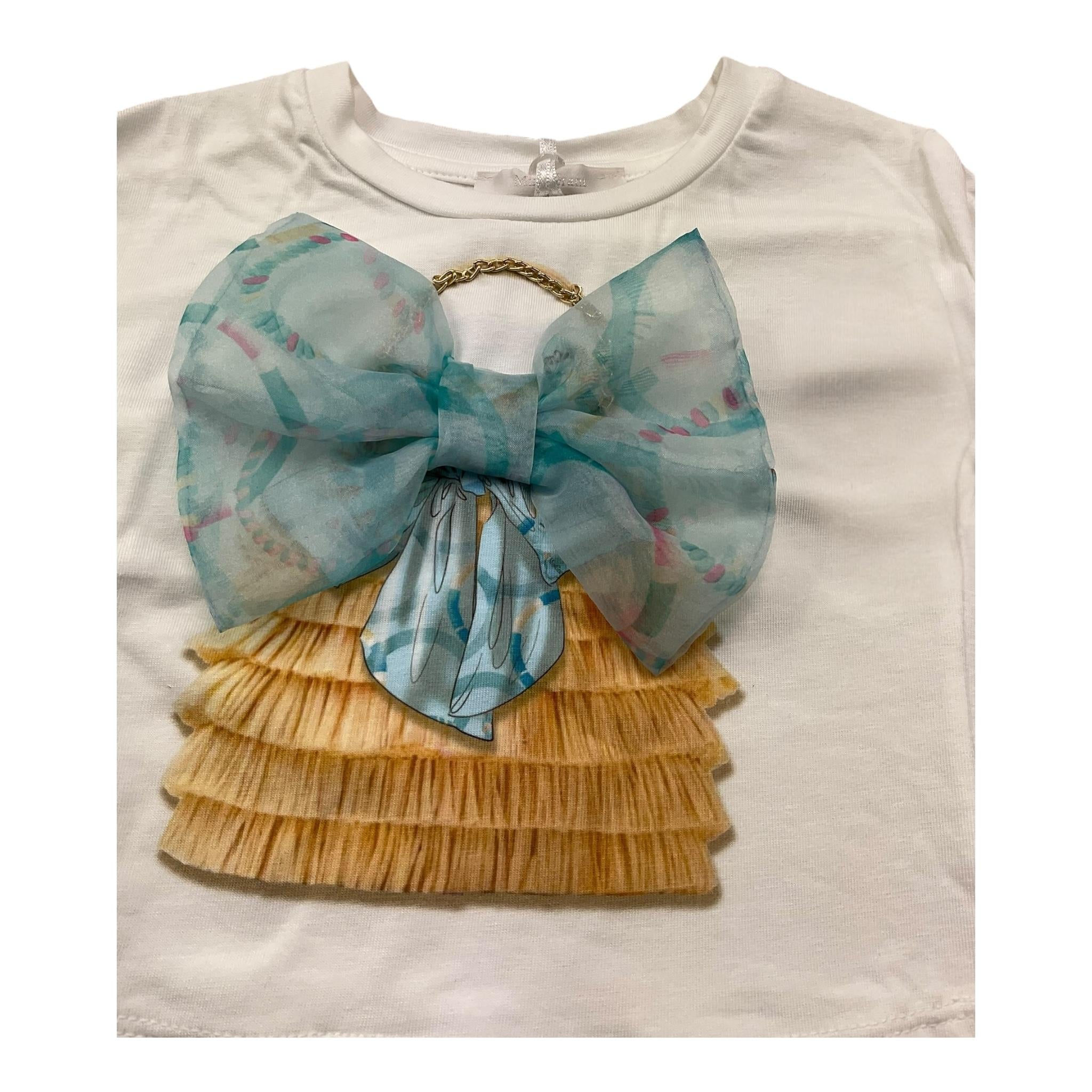 Miss Grant T-Shirt Tinta Unita Girocollo con Stampa per Neonata MG1300N BIANCO MISS GRANT 