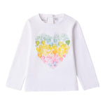 Sarabanda Shirt Girocollo Tinta Unita con Stampa per Bambina 0B206 BIANCO SARABANDA 