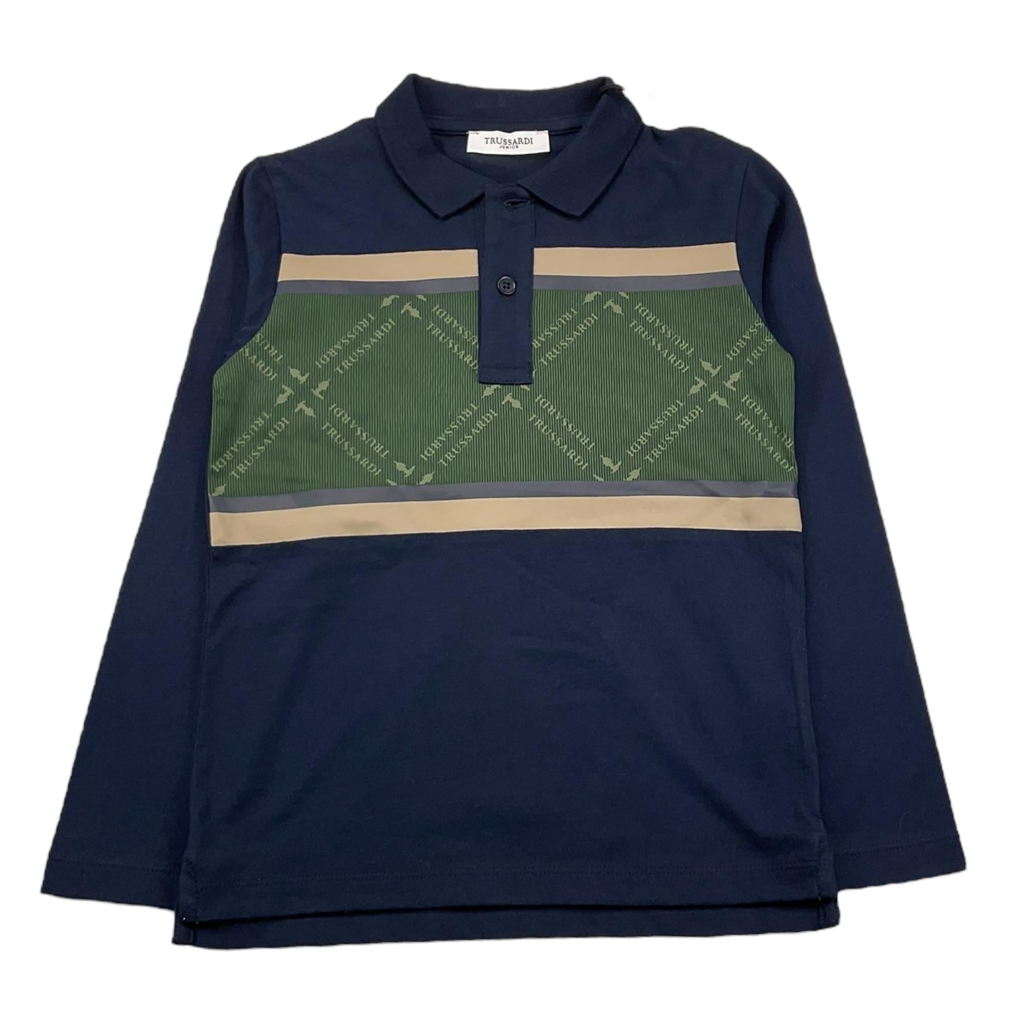 TRUSSARDI polo manica lunga bicolore Blu/verde per Bambino TBA25095 BLU/VERDE TRUSSARDI 