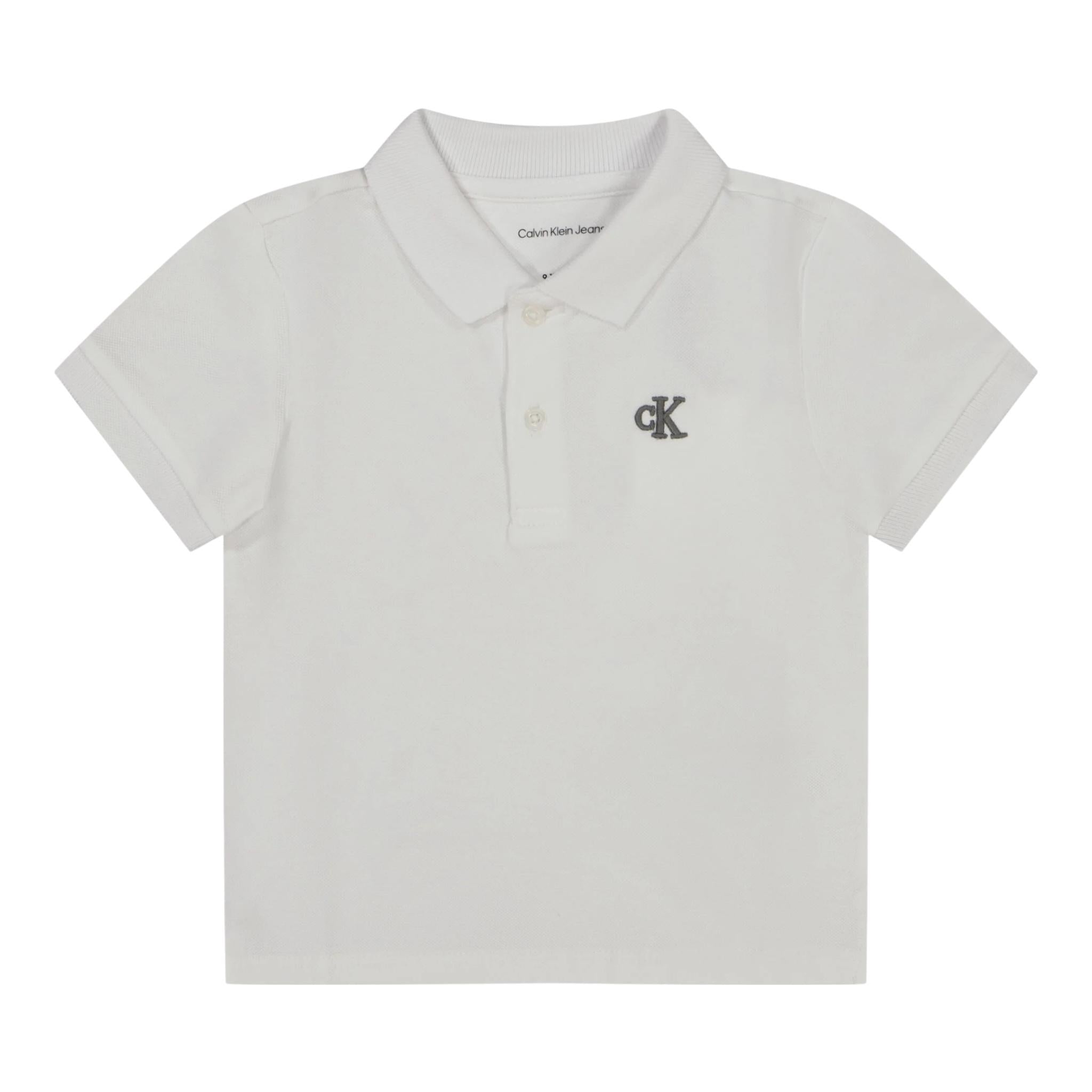 Calvin Klein Polo Mezza Manica Tinta Unita con Logo per Neonato IN0IN00170 BIANCO CALVIN KLEIN 