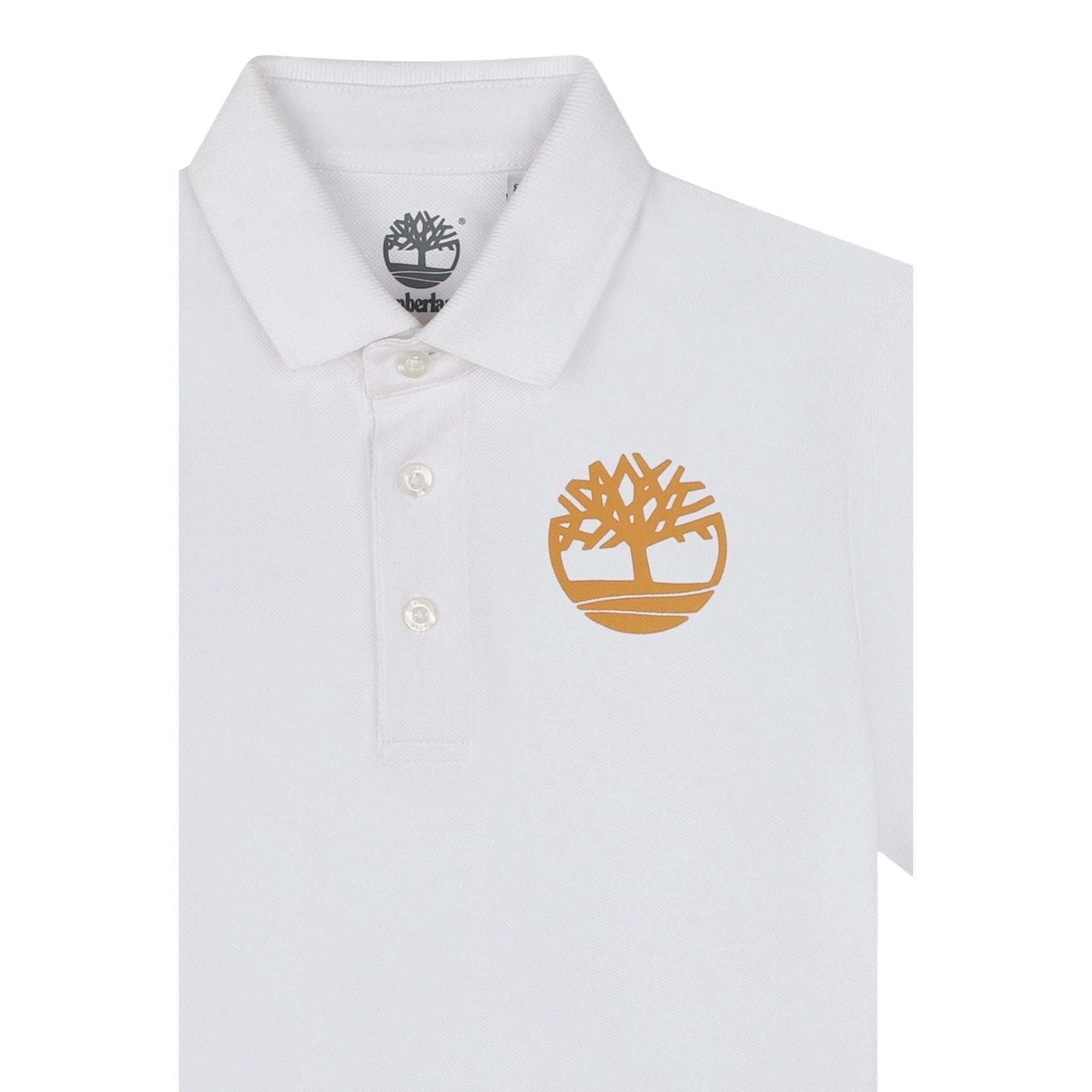 Timberland Polo Mezza Manica Tinta Unita con Logo per Bambino T60258 BIANCO TIMBERLAND 