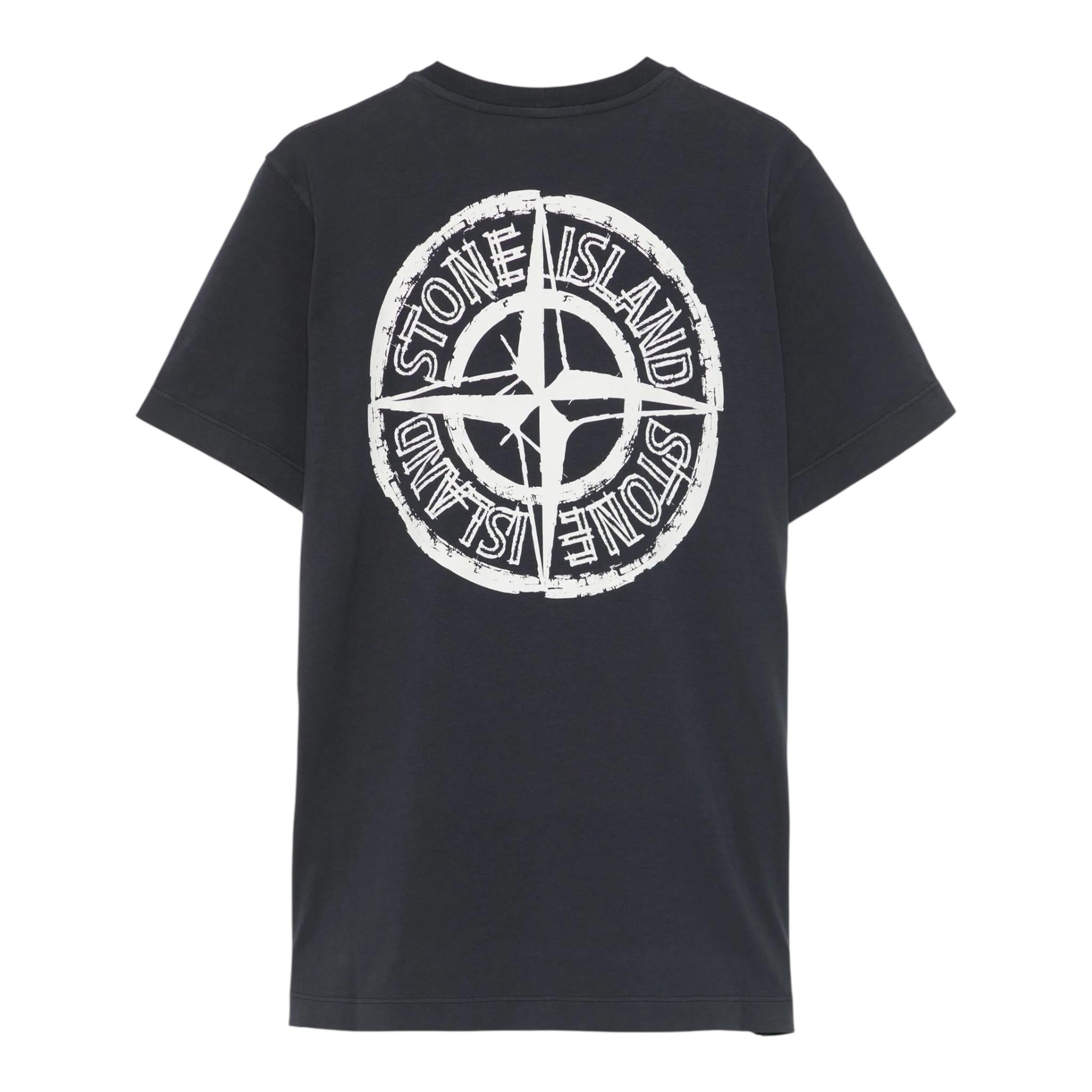 Stone Island T-Shirt Girocollo Tinta Unita con Logo per Neonato K1S162100010N BLU STONE ISLAND 