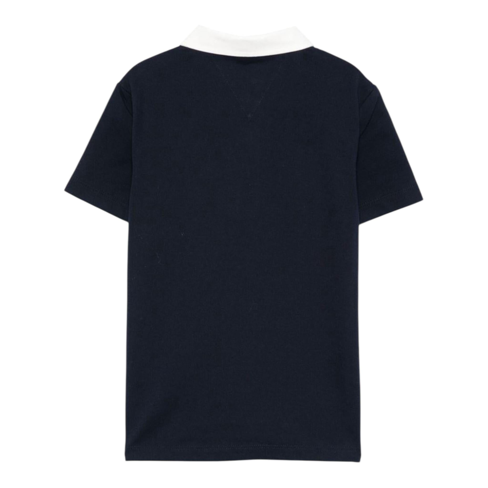 Tommy Hilfiger Polo Mezza Manica Tinta Unita con Logo per Bambino KB0KB09332 BLU TOMMY HILFIGER 