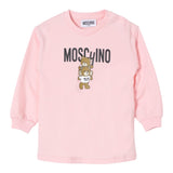 MOSCHINO abito felpa girocollo tinta unita con stampa in contrasto Rosa per Neonata MDV08N ROSA MOSCHINO 