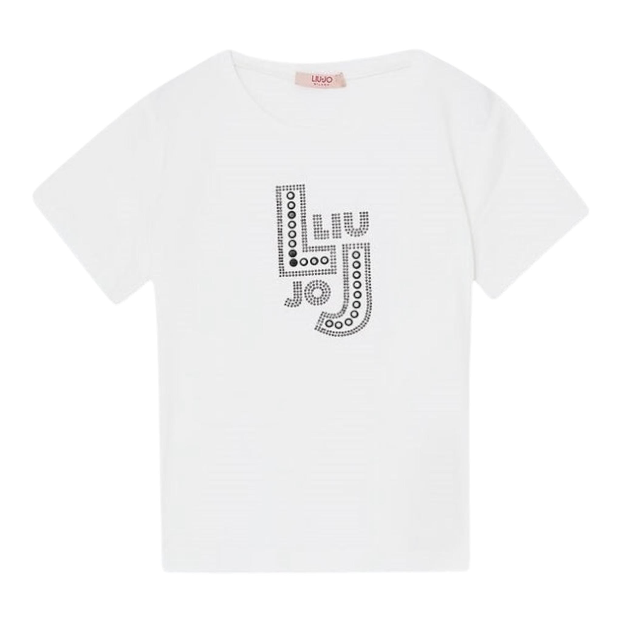 Liu Jo T-Shirt Girocollo Tinta Unita con Brillantini per Bambina GA5119XX BIANCO LIU JO 