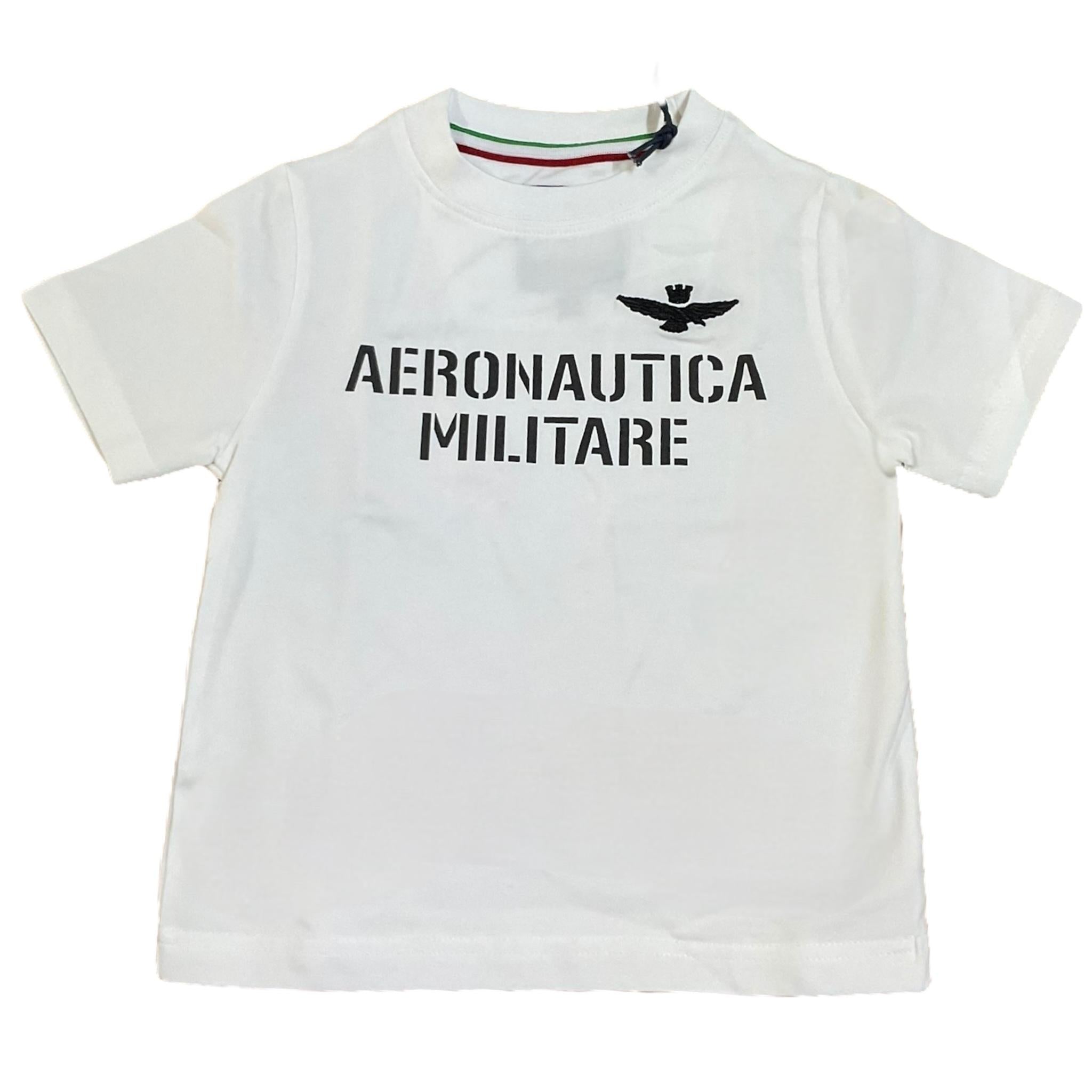 Aeronautica Militare T-Shirt Girocollo Tinta Unita con Stampa per Neonato 251TS0040AN BIANCO AERONAUTICA MILITARE 