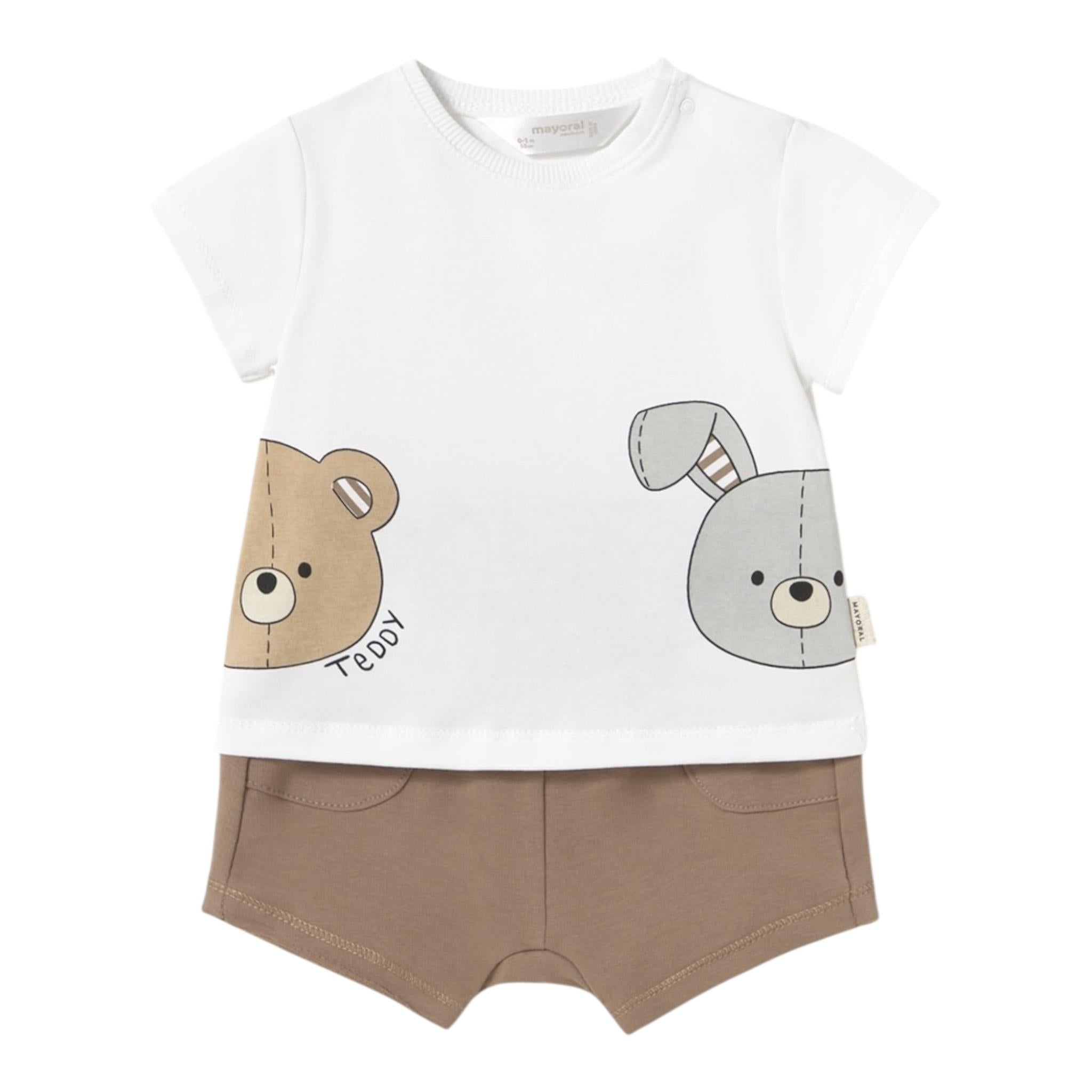 Mayoral Completo 2 Pezzi T-Shirt-Bermuda per Neonato 12066 BIANCO/BEIGE MAYORAL 