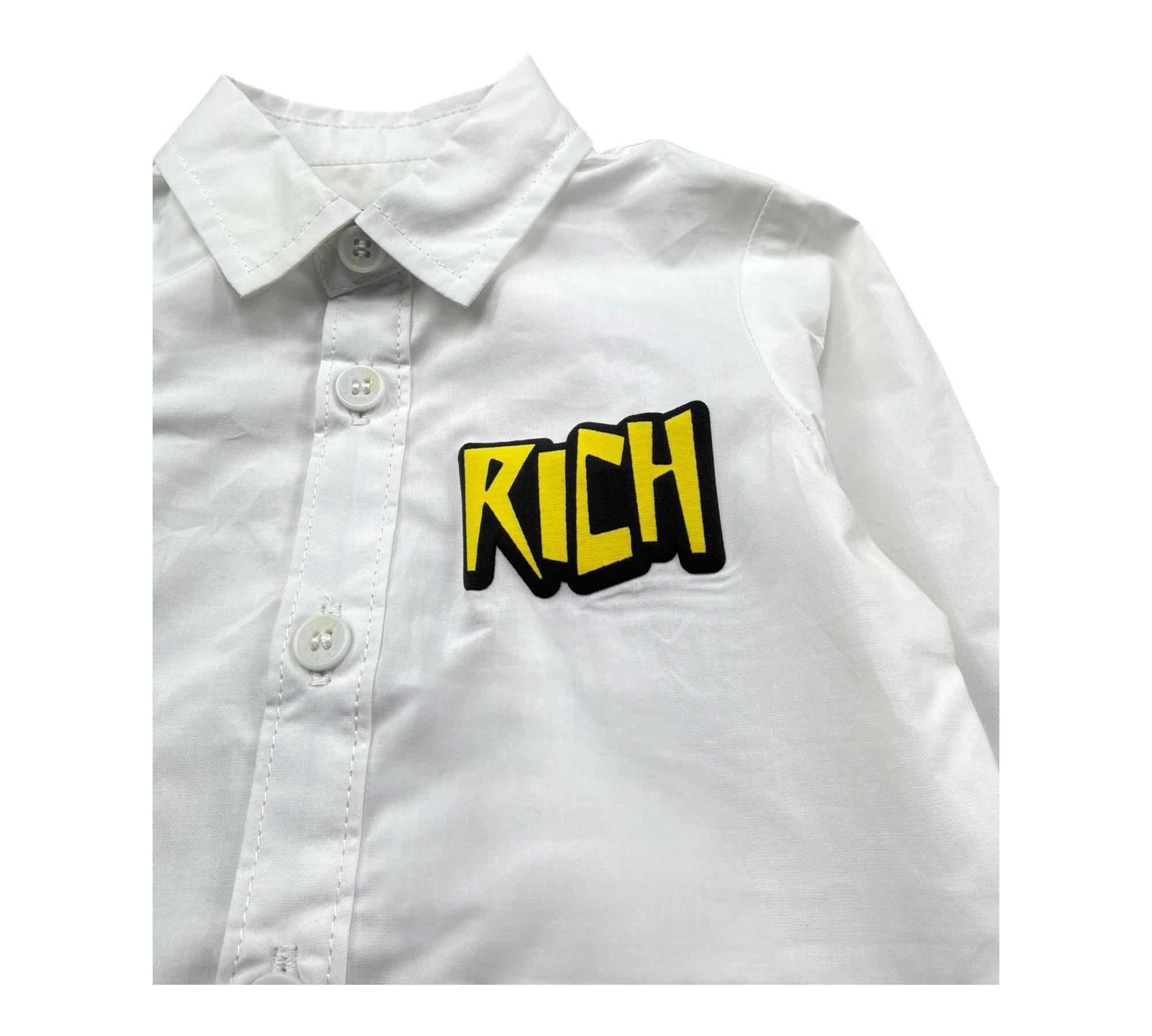John Richmond Camicia Manica Lunga Tinta Unita con Stampa per Neonato RIP26112CA BIANCO JOHN RICHMOND 