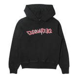 DSQUARED2 felpa tinta unita con cappuccio e stampa Nero per Bambino DQ1239 NERO DSQUARED2 