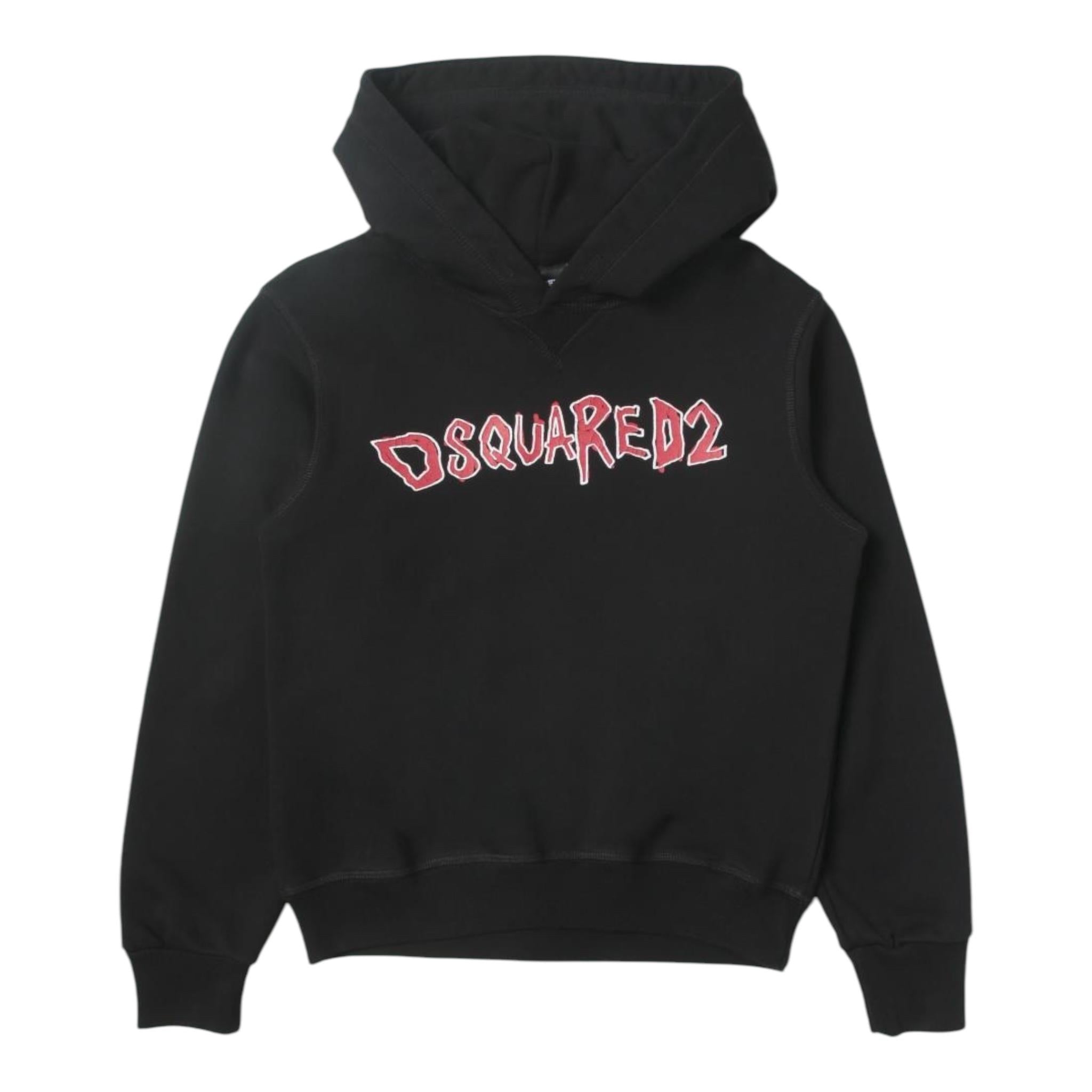 DSQUARED2 felpa tinta unita con cappuccio e stampa Nero per Bambino DQ1239 NERO DSQUARED2 