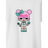Mousse T-Shirt Girocollo Tinta Unita con Stampa per Bambina DOLLWHITE BIANCO MOUSSE 