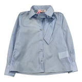 Vicolo Camicia Manica Lunga Tinta Unita Azzurro Per Bambina