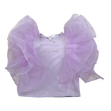 Miss Grant Top tinta unita con Rouches Lilla per Bambina MG1091 LILLA MISS GRANT 