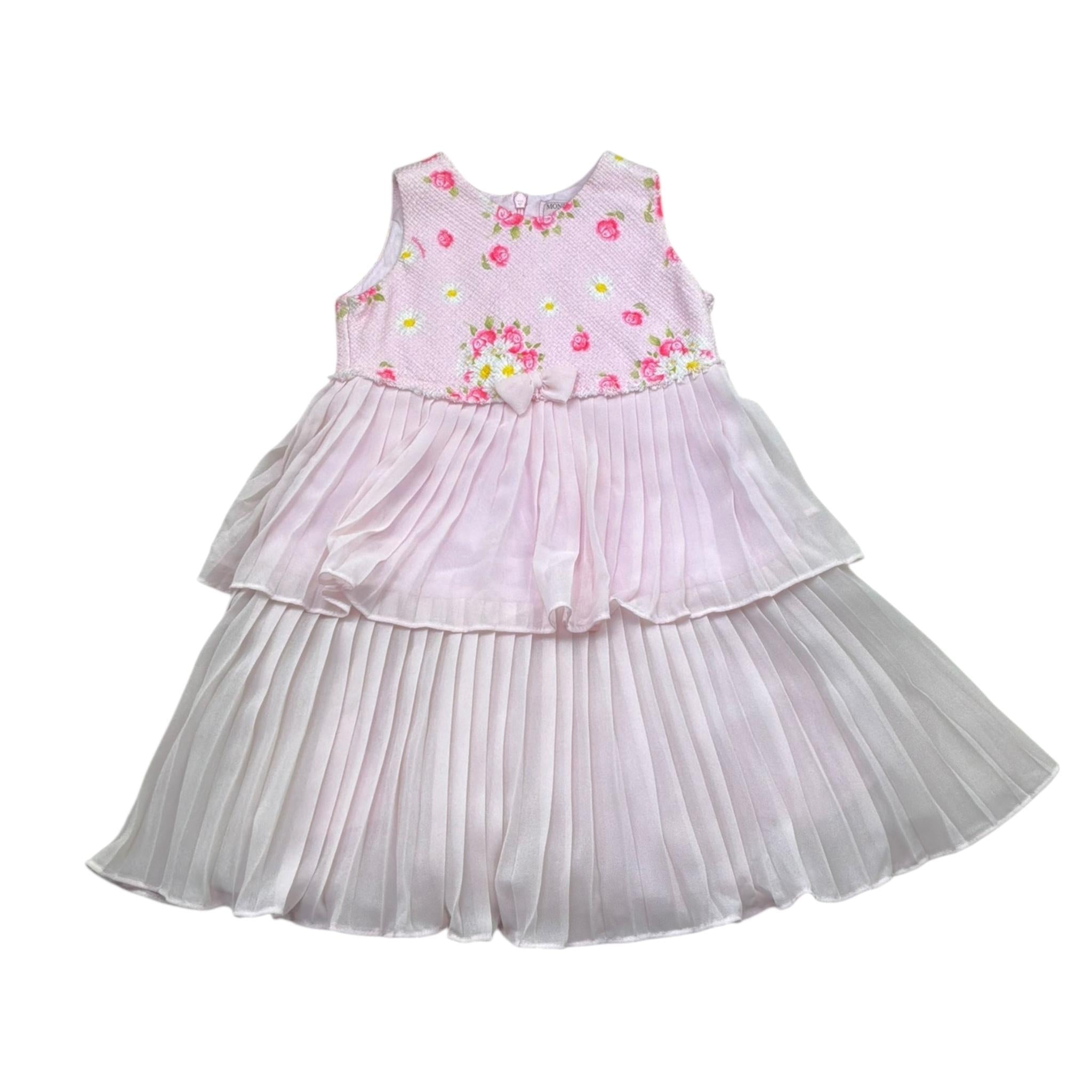 Monnalisa Abito Giromanica Tinta Unita con Applicazioni per Bambina 315918 ROSA MONNALISA 