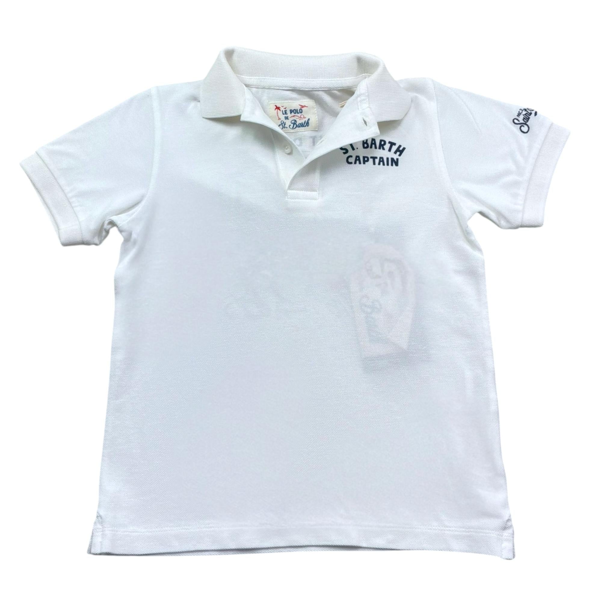 Saint Barth Polo Tinta Unita con Logo per Bambino 00870L PANNA SAINT BARTH 