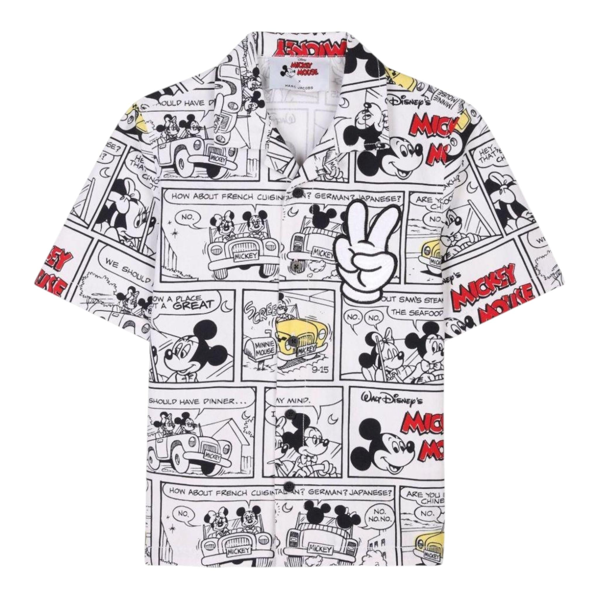 Marc Jacobs Camicia Tinta Unita con Stampa Topolino per Bambino W60547 BIANCO MARC JACOBS 