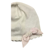 Minu' Cappello Tinta Unita Con Fiocco In Contrasto Bianco Per Neonata
