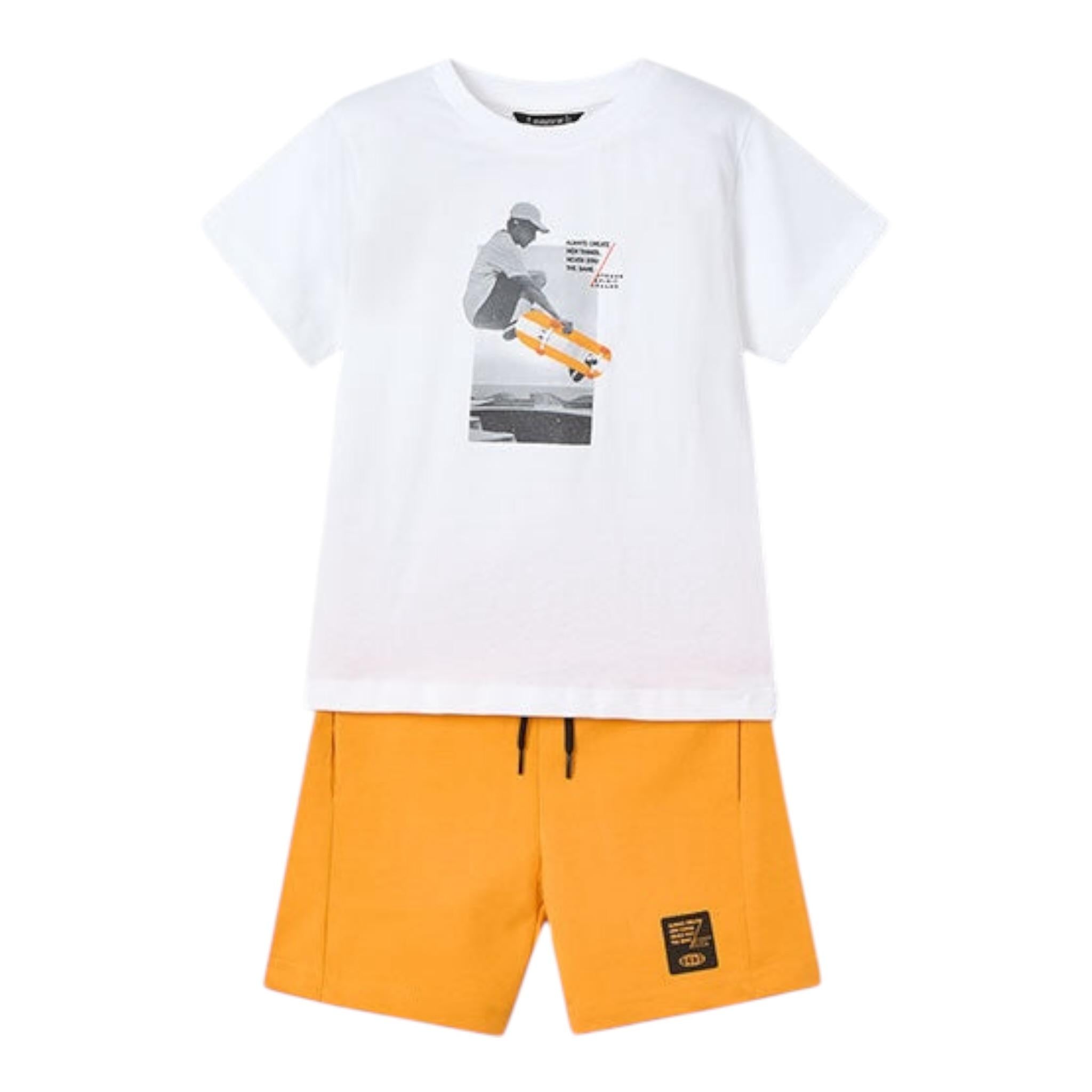 Mayoral Completo 2 Pezzi T-Shirt-Bermuda Bicolore per Bambino 3607 BIANCO/ARANCIONE MAYORAL 