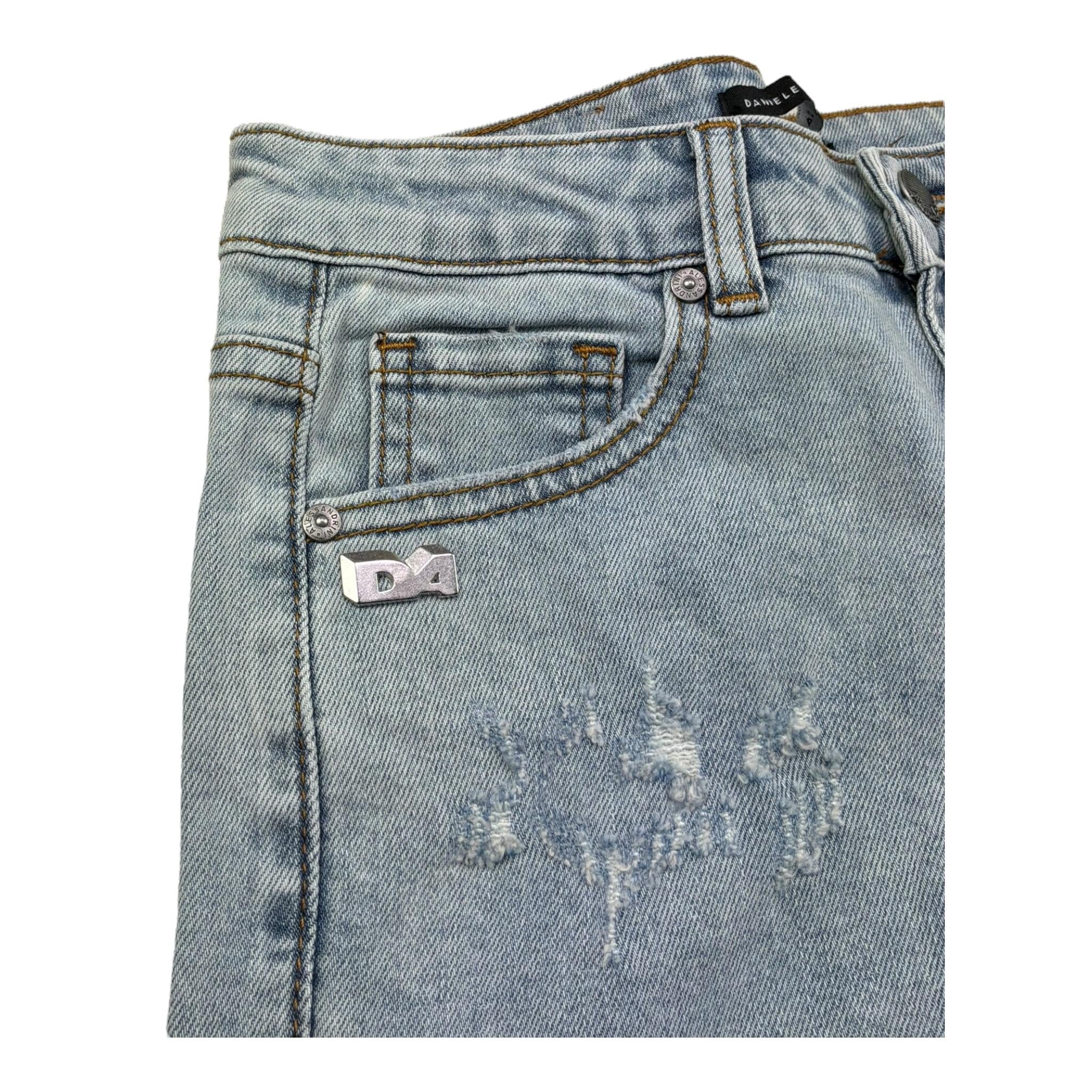 Daniele Alessandrini Bermuda In Denim Tinta Unita con Strappi per Bambino 1236SD00252 AZZURRO DANIELE ALESSANDRINI 