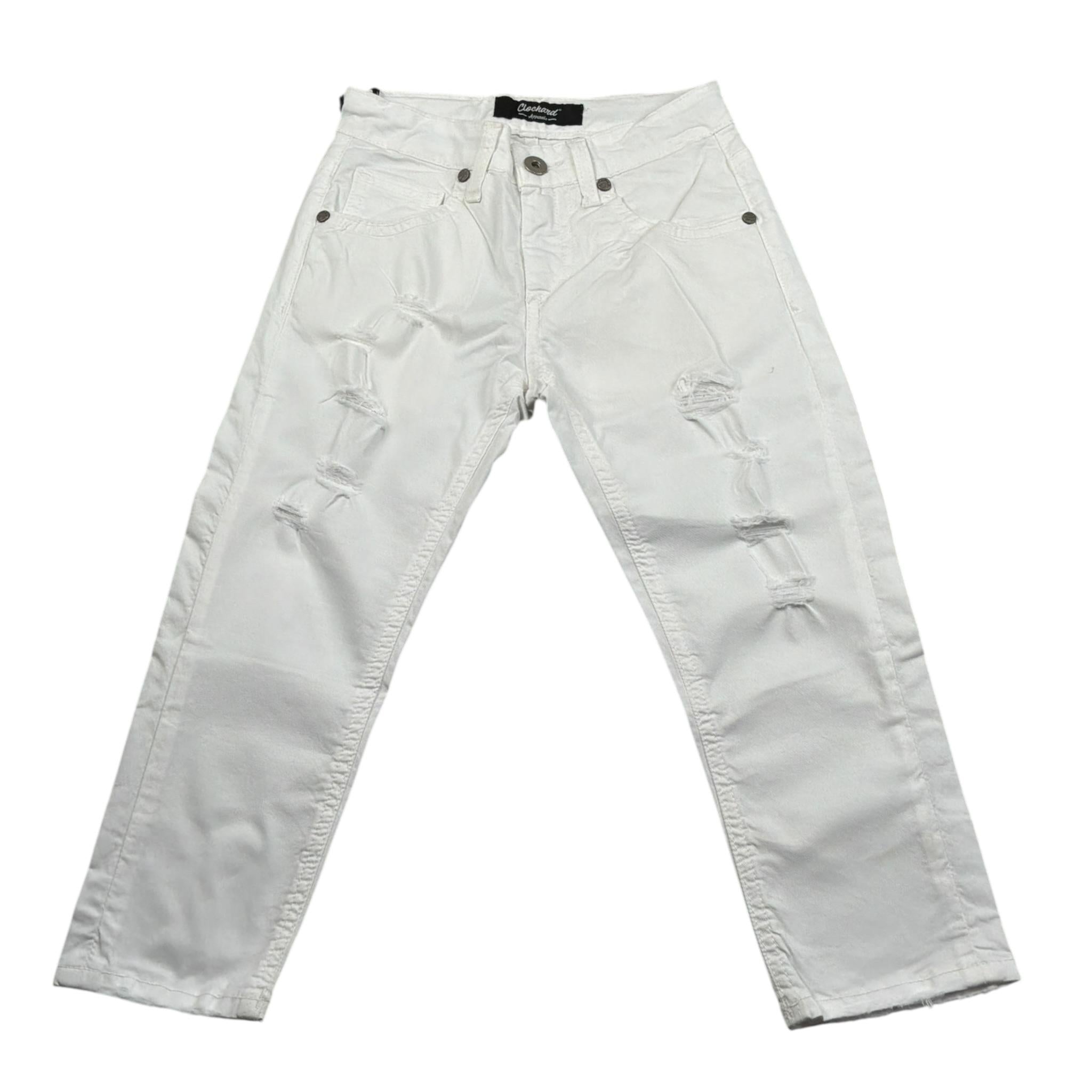 Clochard Jeans tinta unita con Strappi Bianco per Bambino 008 BIANCO CLOCHARD 