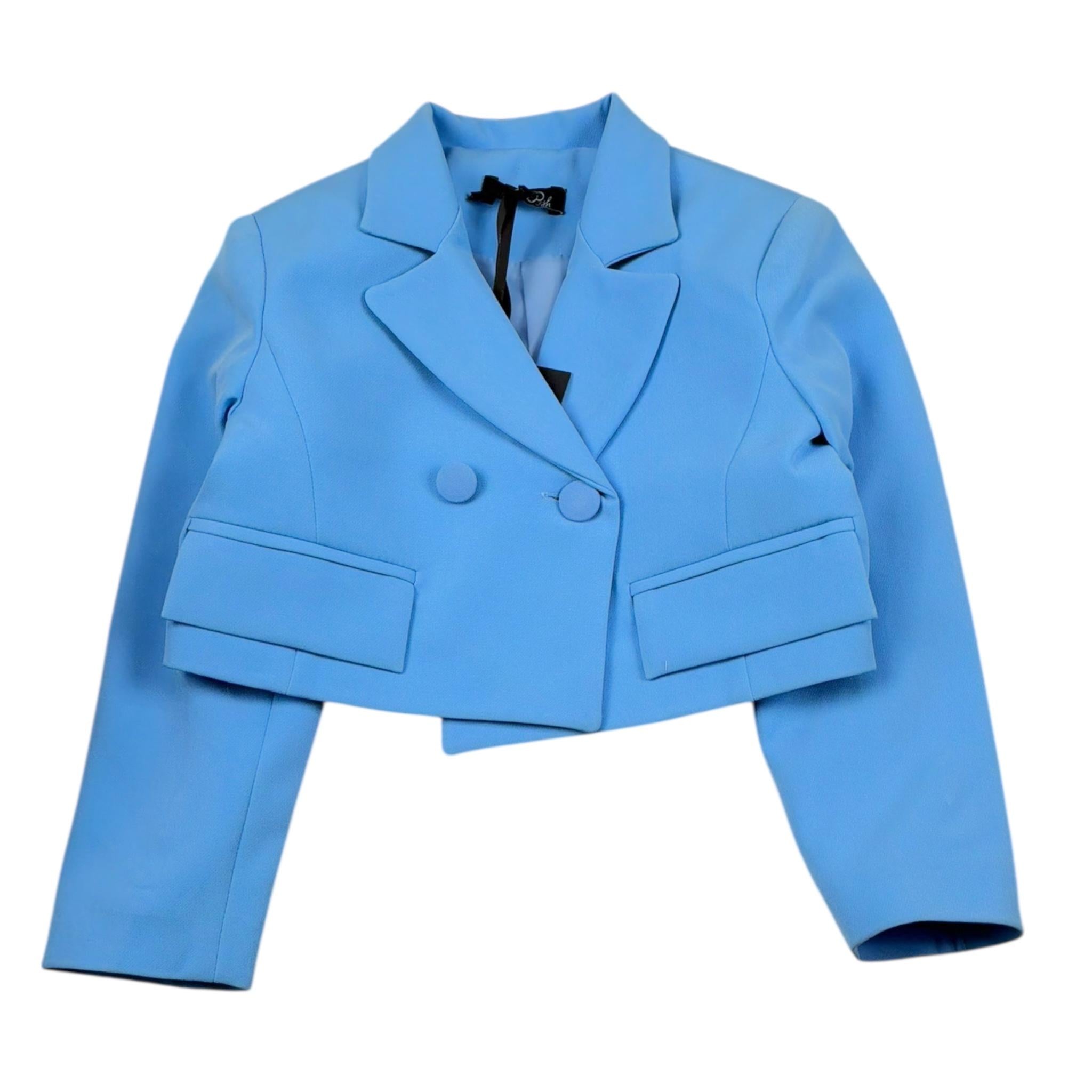 Petit Posh Giacca Crop Tinta Unita per Neonata GFBS25030GCXN AZZURRO POLVERE PETIT POSH 