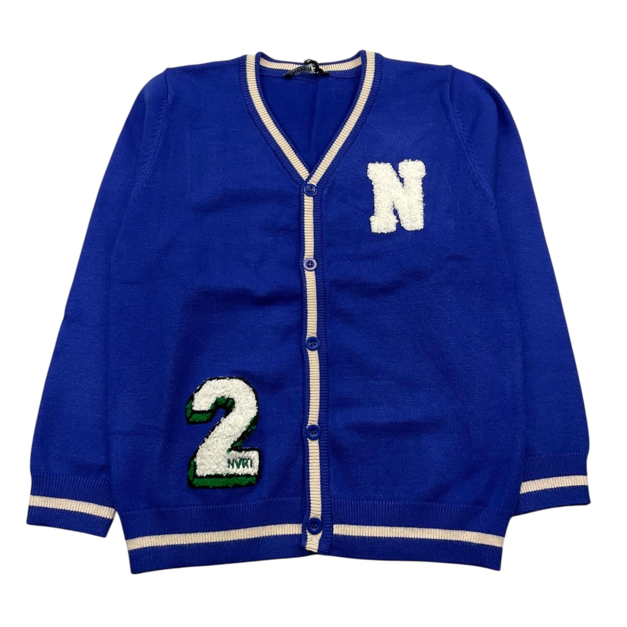 NEVER TOO cardigan tinta unita con ricamo in contrasto Cobalto per Bambino NT2163B COBALTO NEVER TOO 