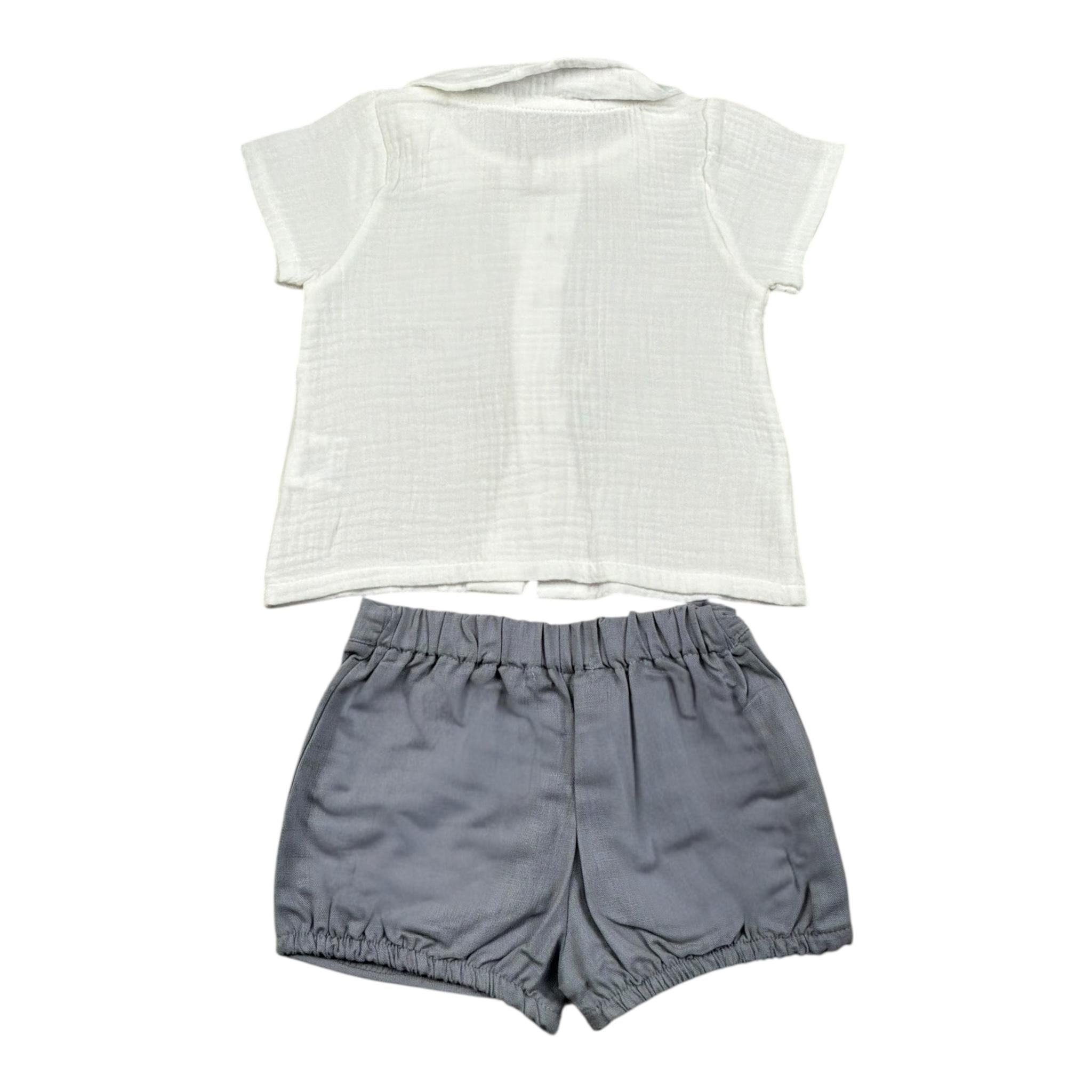 Babidu Completo 2 Pezzi Camicia-Bermuda per Neonato 40405 BIANCO/GRIGIO BABIDU 