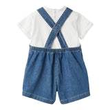 Il Gufo Completo 2 Pezzi T-Shirt-Salopette In Denim Bianco/Blu Per Neonato
