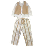 Barcellino Completo 3Pz Camicia-Pantalone-Gilet Beige Per Neonato