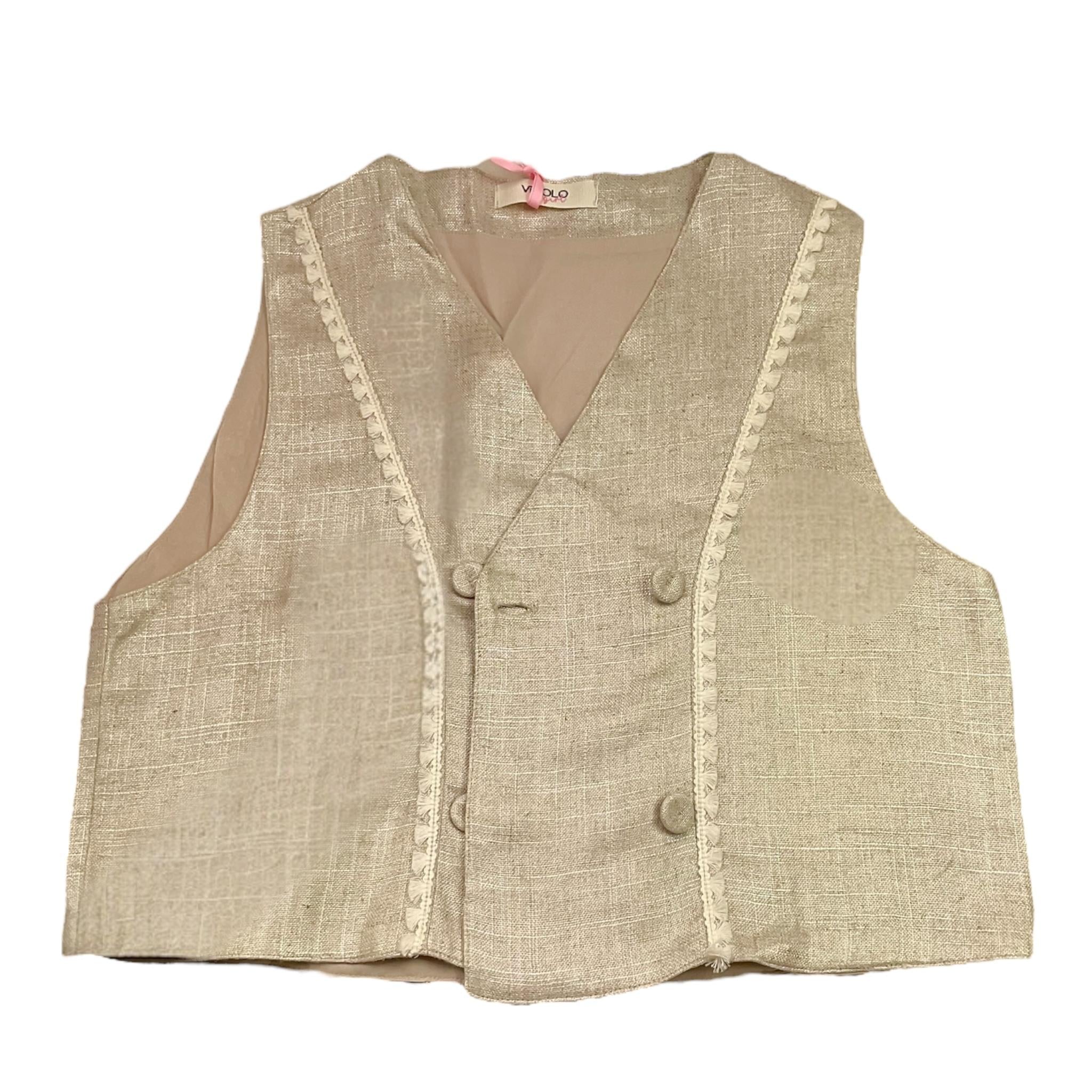 Vicolo Gilet Tinta Unita con Applicazioni per Bambina 3146B00017 BEIGE VICOLO 