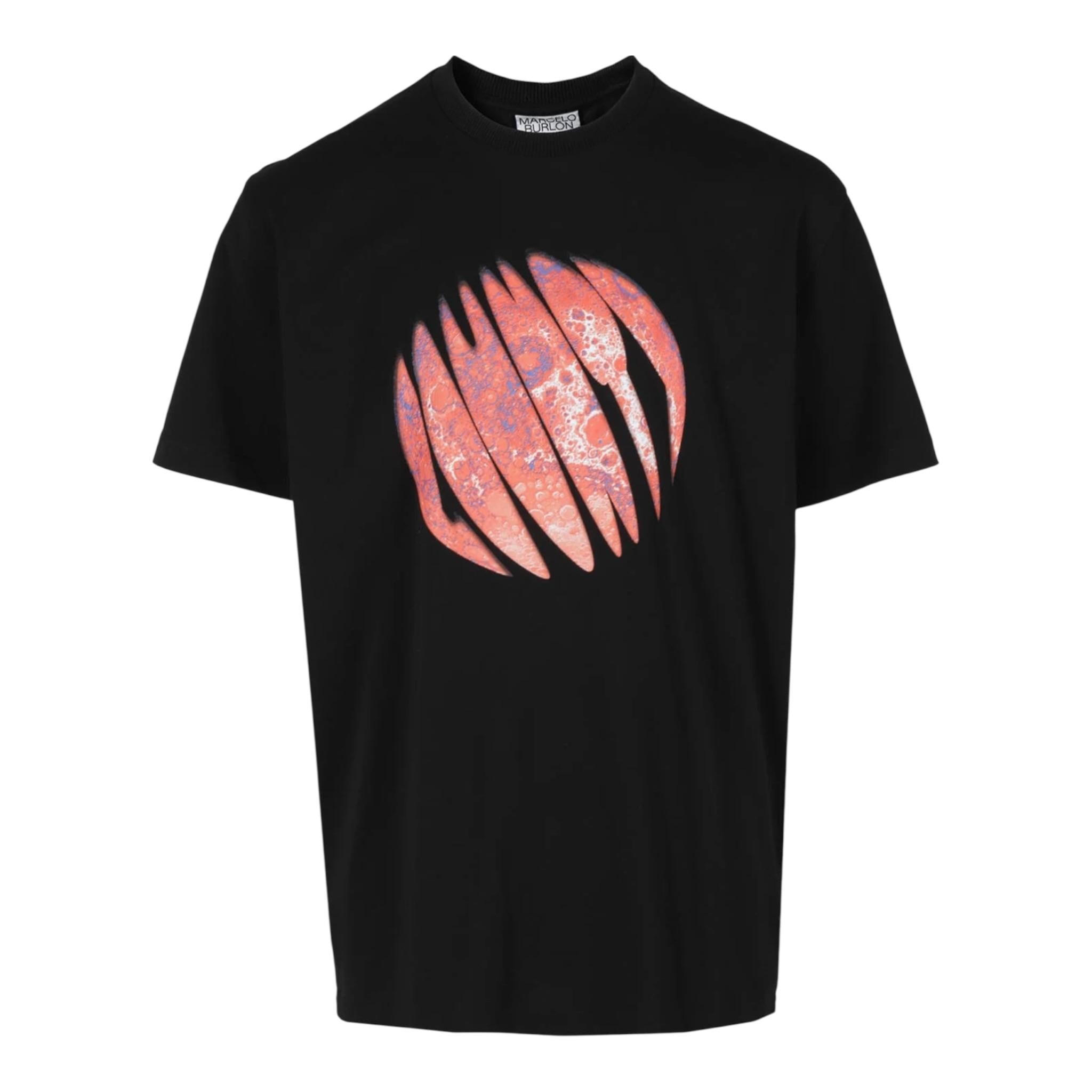 Marcelo Burlon T-Shirt Girocollo tinta unita con Stampa Nero per Bambino CBAA001F23JE NERO MARCELO BURLON 