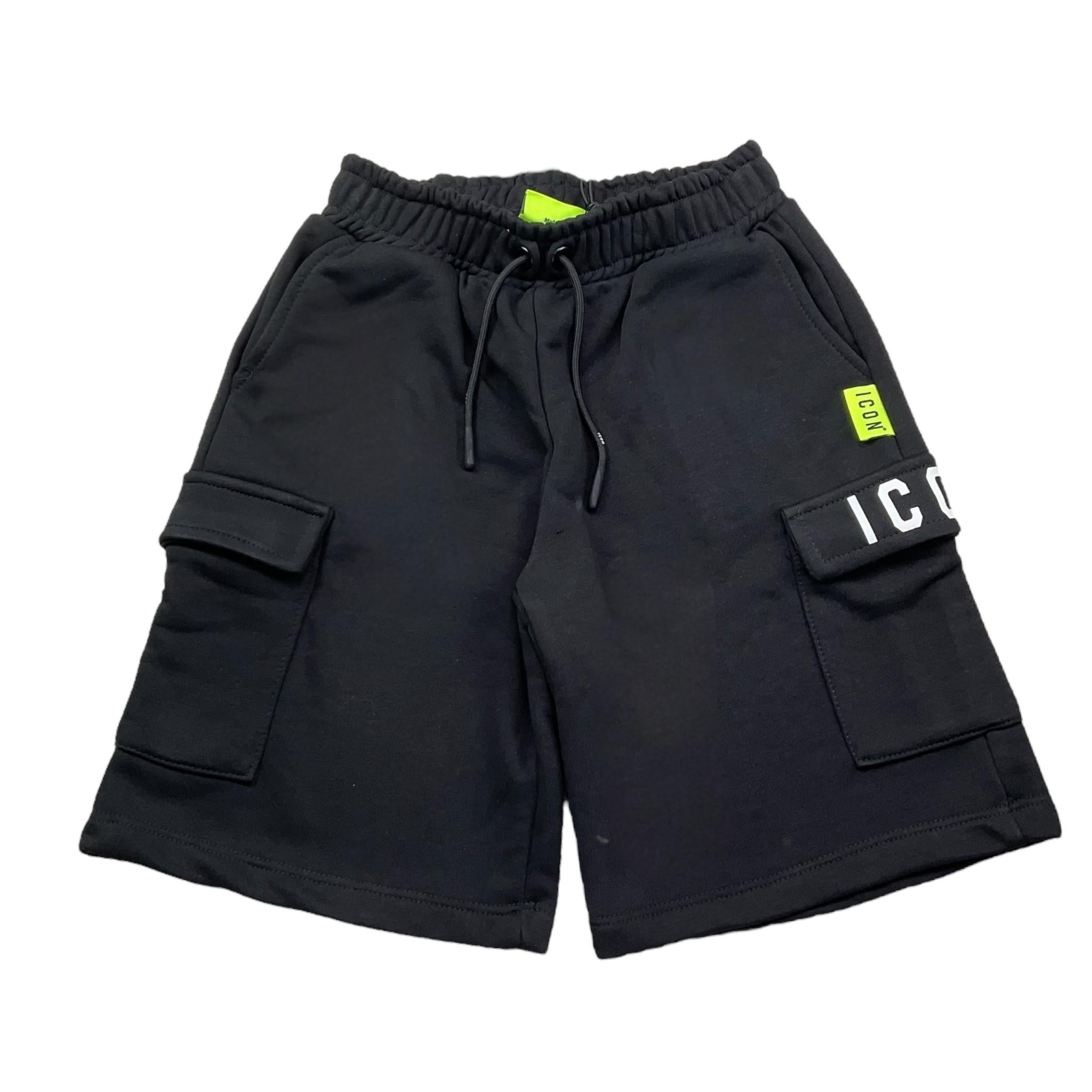 Icon Bermuda Tinta Unita con Stampa per Bambino IBSH00689 NERO ICON 