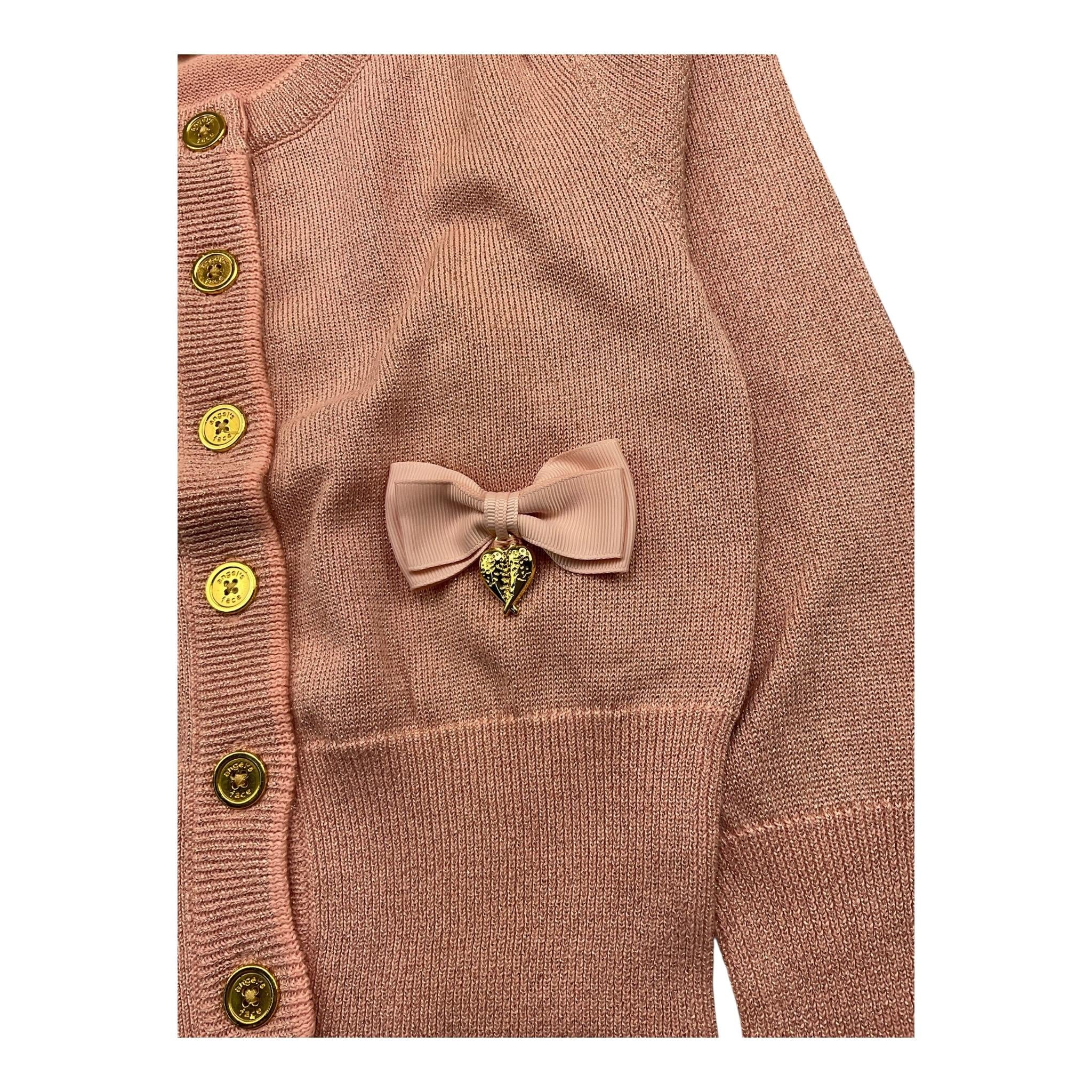 ANGEL'S FACE cardigan tinta unita lurex con applicazioni fiocchi Rosa per Bambina NICOLETTEX ROSA ANGEL'S FACE 
