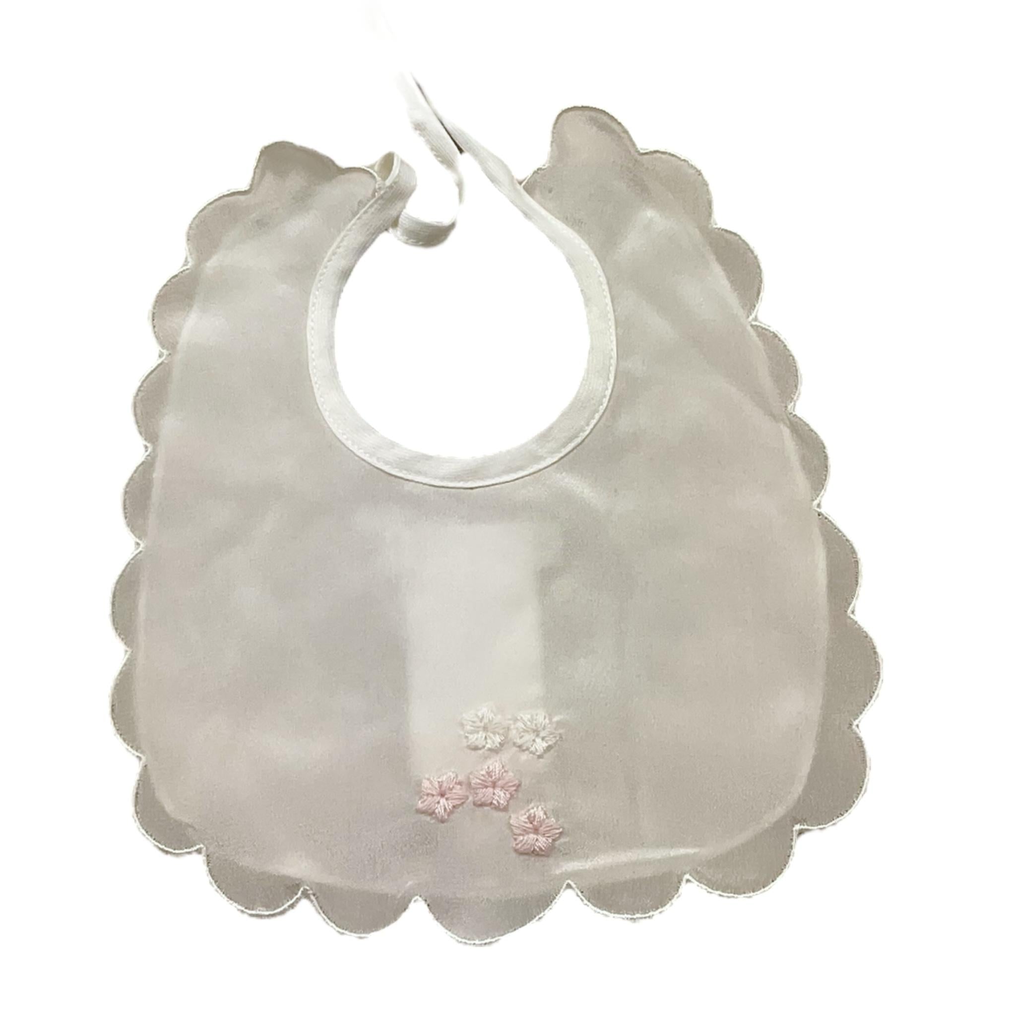 Barcellino Bavetta Tinta Unita con Stampa per Neonata 9431 BIANCO BARCELLINO 