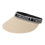 Twinset Cappello Visiera Mod Tennis Tinta Unita In Paglia Beige Per Bambina