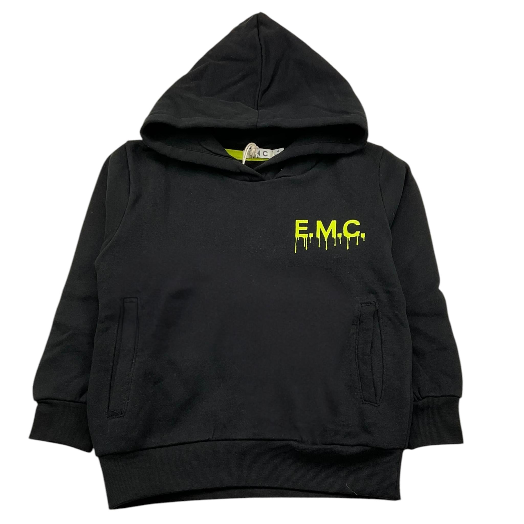 EMC felpa chiusa con cappuccio tinta unita con stampe Nero per Bambino CE2105 NERO EMC 