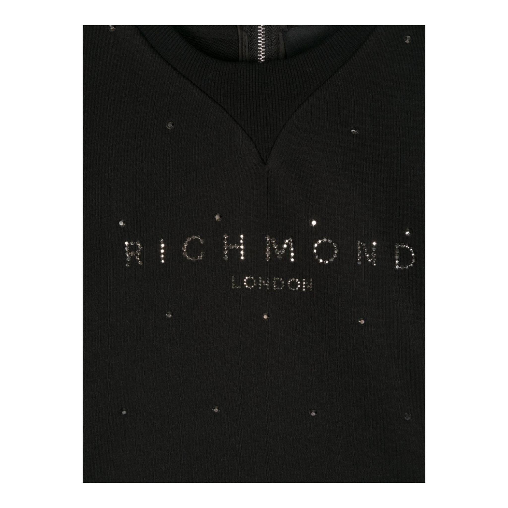 JOHN RICHMOND felpa chiusa girocollo tinta unita con brillantini Nero per Bambina RBA24042FE NERO JOHN RICHMOND 