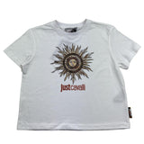 Just Cavalli T-Shirt Girocollo Tinta Unia con Brillantini per Bambina JGP26076TS BIANCO JUST CAVALLI 